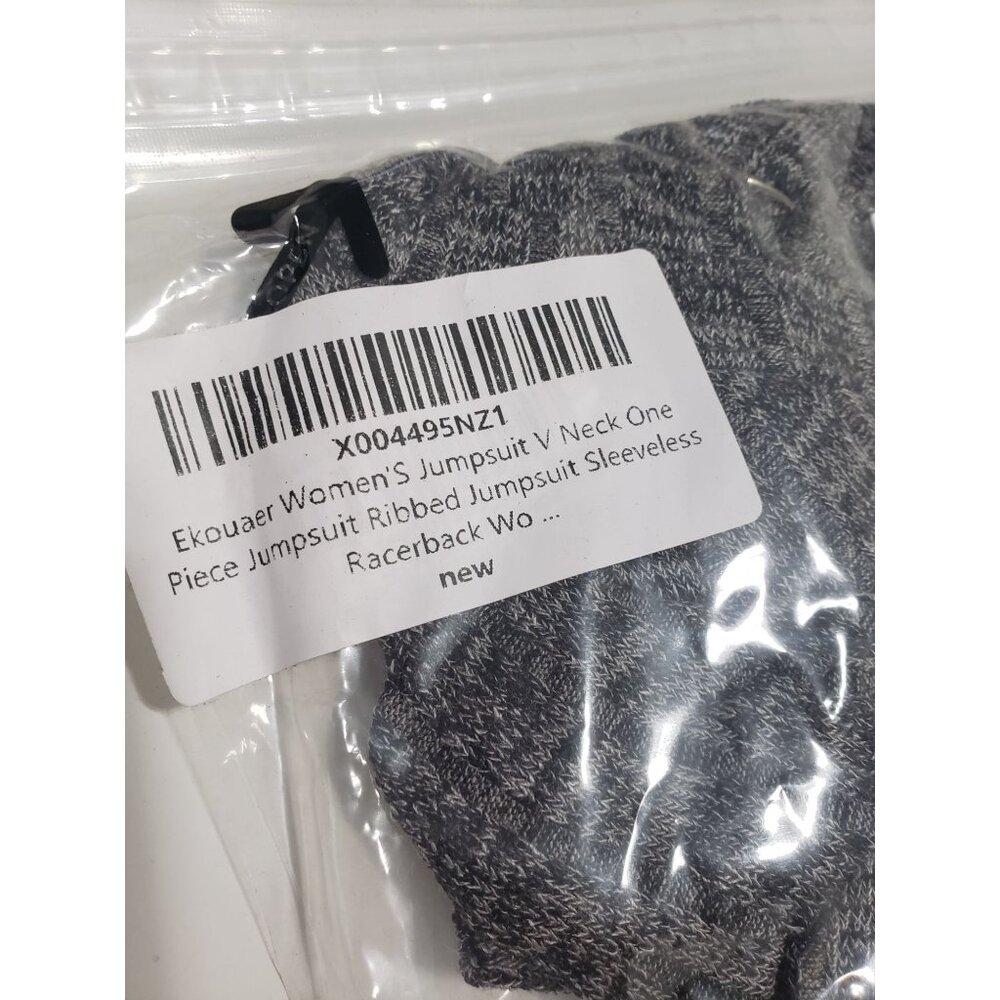Ekouaer Spaghetti Strap Ribbed Overall Jumpsuit in Dark Gray - Size‎ XXL - Picture 3 of 10